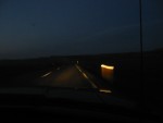 Driving into the night.